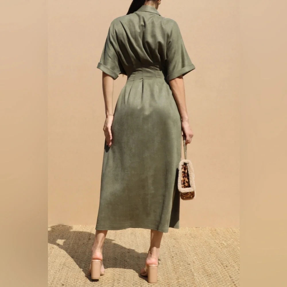 Suede Button Down Dress - Picture 7 of 7